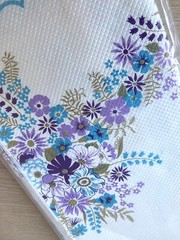 Vintage Paper Table Cloth Floral 1970s New Unused New Old Stock Purple & Blue