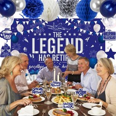 Retirement Party Decorations Blue Silver Happy Retirement Decorations for Men