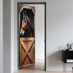 Horse Themed Door Cover Polyester 70.87×35 Inches, Elegant Decor for Home Ent…