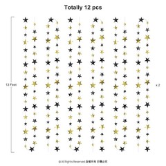 156ft Graduation Party Decorations Star Garland Black Gold Hanging Paper Twin…