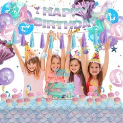 MERMAID BIRTHDAY DECORATIONS, PARTY DECO, PARTY BANNER, BALLOONS BACKDROP ETC