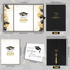 kockuu 2026 Graduation Guest Book Signature Board, Black and Gold Class of 20…