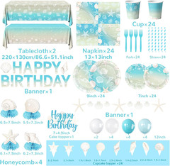 Seashell Beach Party Decorations, Ocean Seashell Birthday Party Supplies with St