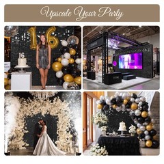 24 Pcs Black Shimmer Wall Backdrop Panels Square Sequin Party Decoration 4×6 Ft
