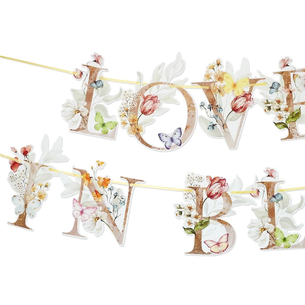 Love is in Bloom Banner, Wildflower and Butterfly Bridal Shower Decorations, …