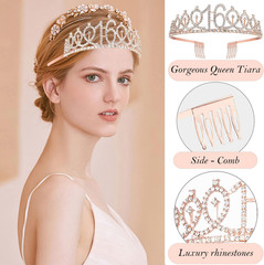 Sweet 16 Birthday Party Decorations for Girls, Sweet 16 Sash and Tiara, Cake Top