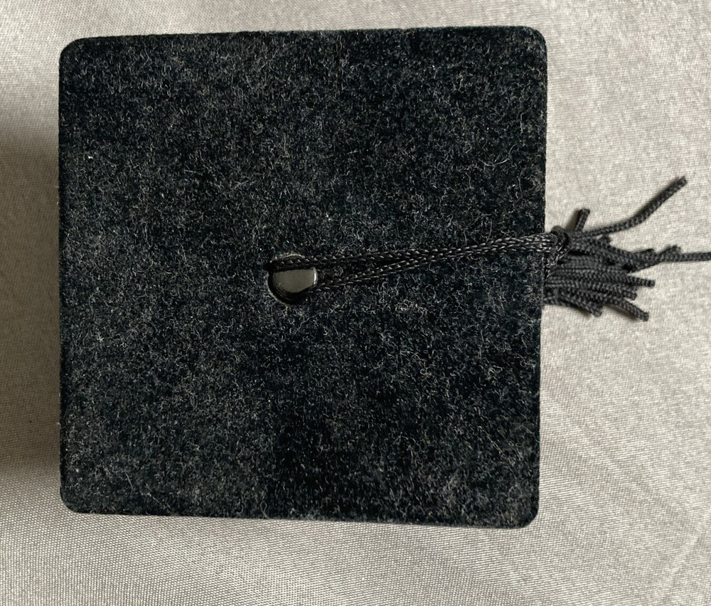 Black Graduation Cap Light Paper Weight Attached Tassel 2 3/4” Square