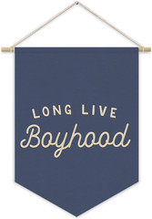 Navy Blue Boy Room Decor,Long Live Boyhood Canvas Banner Nursery Playroom Wall D