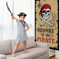 Pirate Door Banner Party Backdrop Halloween Birthday Decoration Photo Booth Prop