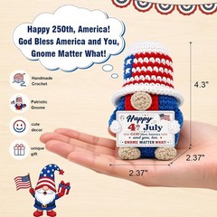 Patriotic Red, White & Blue Crochet Gnome – Ideal for Independence Day Gifts