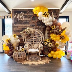Bee Balloon Garland Arch Kit with Bumble Bee Foil Balloons, Mustard Yellow Sa…