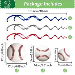 42 Pcs Baseball Hanging Swirls Decorations Baseball Birthday Banners Party St…