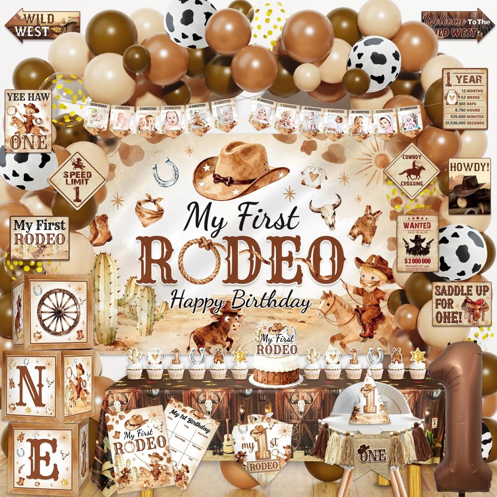 My First Rodeo Birthday Decorations, Wild West Western Cowboy Rodeo 1st Birth…