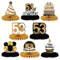 Happy 53rd Birthday Table Honeycomb Centerpieces Cheers to 53rd Birthday 53 Y…