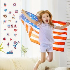 Patriotic Thick Gel Clings Red Blue White Star American Flag Reusable Gel Sticke