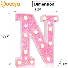 LED Marquee Letter Lights, Pink Glitter Alphabet Sign Battery Powered Night L…