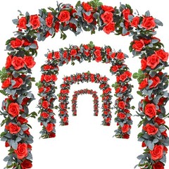 Flower Garland Rose Vine 4Pcs 28FT Artificial Floral Garland with Green Leaves