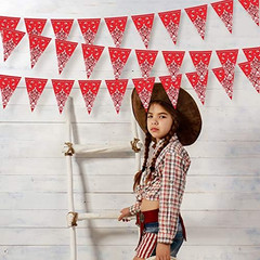 5 Pack Western Cowboy Party Decorations Bandana Pennant Banner Wild West Decor W