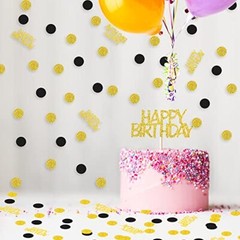Happy Birthday Party Confetti for Table Glitter Black and Gold Sprinkling