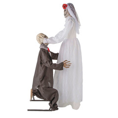 5 Ft. 10 3/4 Animated Skeleton Wedding Couple Halloween Decoration – ATC