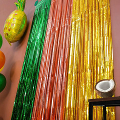 Hawaiian Luau Party Decorations, 2 Packs of 3.3X6.6 Ft Green Brown and Yellow Fo