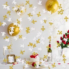 120 PCS Glitter God Bless Confetti Cross Paper Table Scatter Baptism Party