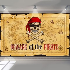 Breling Pirate Party Backdrop Treasure Map 185 x 110 cm, White