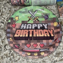 Minecraft Birthday Party Decorations Plates Napkins Cups Forks Knives 20 Pc Each