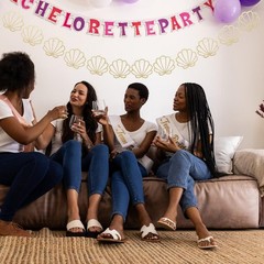 Seashell Garland for Bachelorette Party – Coastal Bridal Shower Banner Decor,…