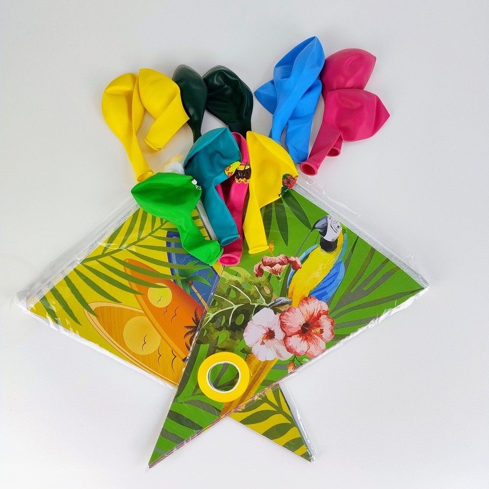 Tropical Party Decorations Set Bunting & Balloons Aloha Hawaiian Tiki Summer