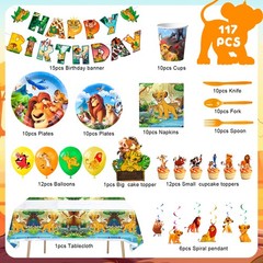 Disney Lion King Party Decorations Simba Birthday Set Tableware Plates Balloons