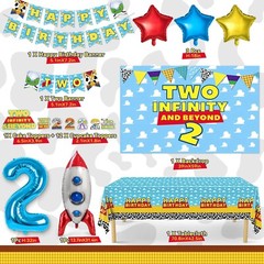 Two Infinity and Beyond Birthday Decorations Include Happy Birthday Banner Ba…
