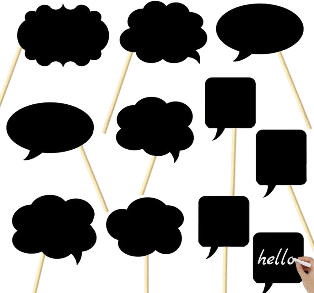 10pcs Black Photo Booth Props Kit for Wedding Birthday Party