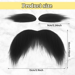 2 Pcs Fake Mustache Eyebrows Black Fake Beard Self Adhesive Stick on Mustache…