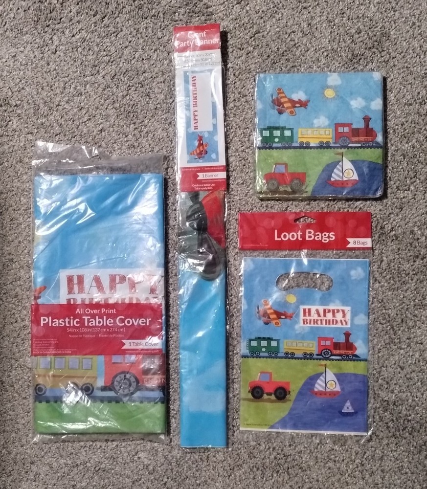 On The Go Birthday Party Supplies Table Cover Napkins Loot Bags And Banner