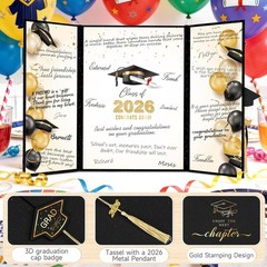 kockuu 2026 Graduation Guest Book Signature Board, Black and Gold Class of 20…