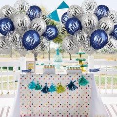 60th Birthday Decorations for Men, 15 Pieces Navy Blue Silver Happy 60th Birt…