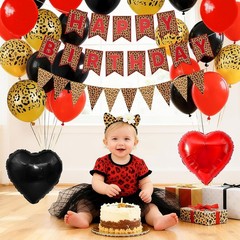 Wild Safari Birthday Essentials: Cheetah Print Balloons & Happy Birthday Banner