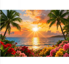 Beach Ocean Backdrop Summer Hawaiian Photography Palm Tree Luau Aloha Banner