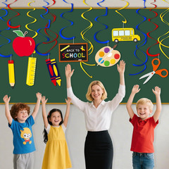 46 PCS Back to School Decorations Hanging Swirls – First Day of School Hanging D