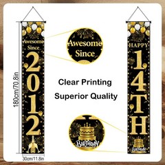 14th Birthday Decorations Boys Girls – Black Gold Awesome Since 2012 Door Ban…