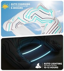 [Glow in the Dark] Inflatable Pool Floats Adult, [Light-Activated] Blue & Whi…