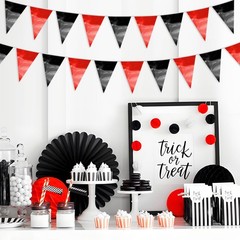 65FT Red Black Glitter Triangle Pennant Banner Flag Metallic Bunting Fabric G…
