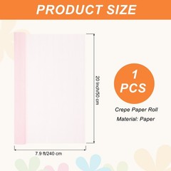 Crepe Paper, 7.9ft Long 20 Inch Wide Light Pink Crepe Paper Roll