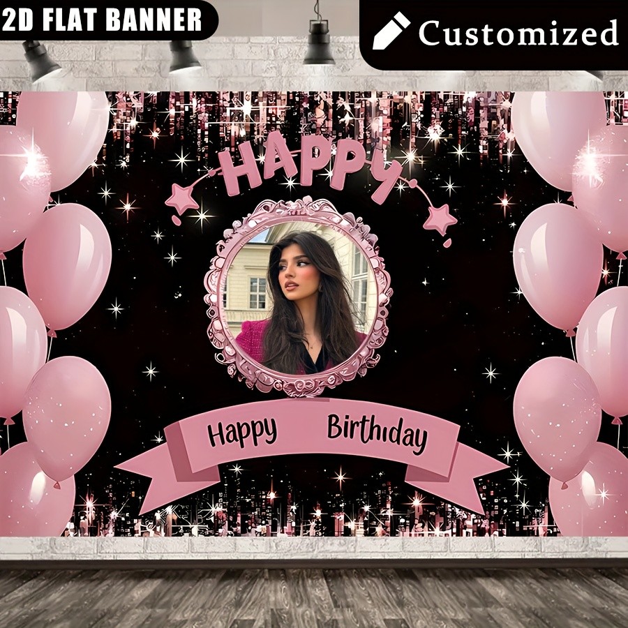 1pc 2D Personalized Custom Name Age Number Birthday Banner Indoor Outdoor Party♪