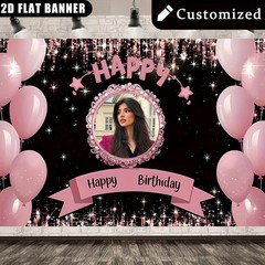 1pc 2D Personalized Custom Name Age Number Birthday Banner Indoor Outdoor Party♪