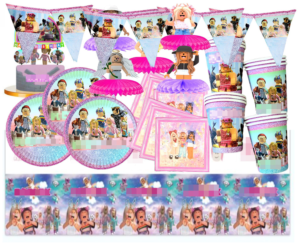 Party Supplies birthday decoration balloon topper banner roblox cupcake GIRL