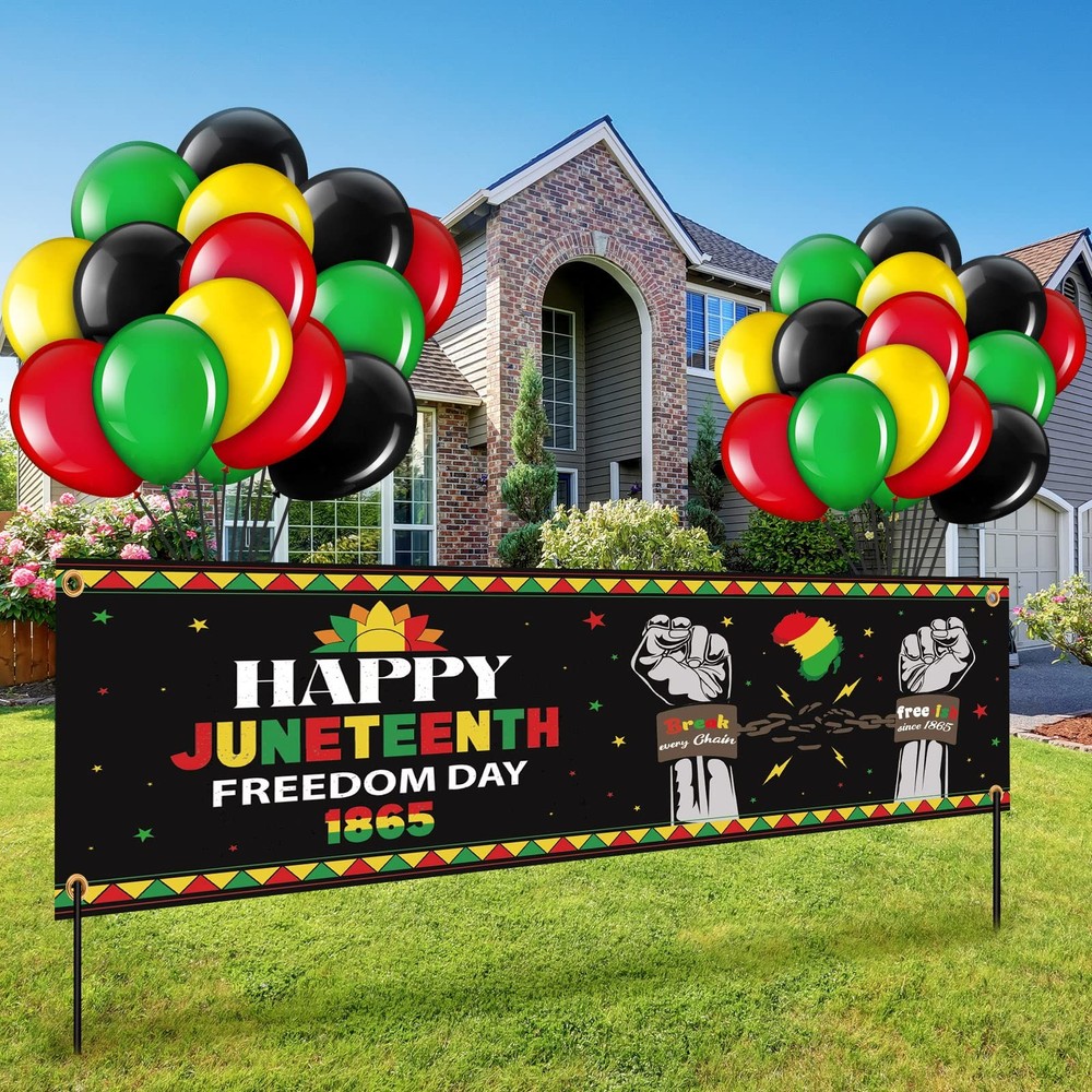 Wettarn 41 Pieces Happy Juneteenth Decorations Large Fabric June 19th Yard Sign
