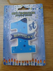 BABY BOYS- 1ST BIRTHDAY CANDLE – BLUE/WHITE
