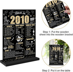 18Th Birthday Decorations Back in 2008 Table Sign for Men Women, Black Gold Happ